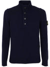 Wappen Patch Button Knit Top Navy - STONE ISLAND - BALAAN 3