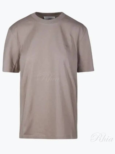 Tone On Tone Heart Logo Organic Cotton Short Sleeve T-Shirt Brown - AMI - BALAAN 2