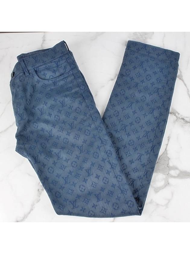 LV logo pattern denim pants blue - LOUIS VUITTON - BALAAN 6