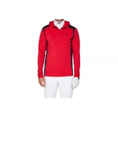 Lucas Quarter Zip Hooded Long Sleeve T-Shirt Barbados Cherry - J.LINDEBERG - BALAAN 2