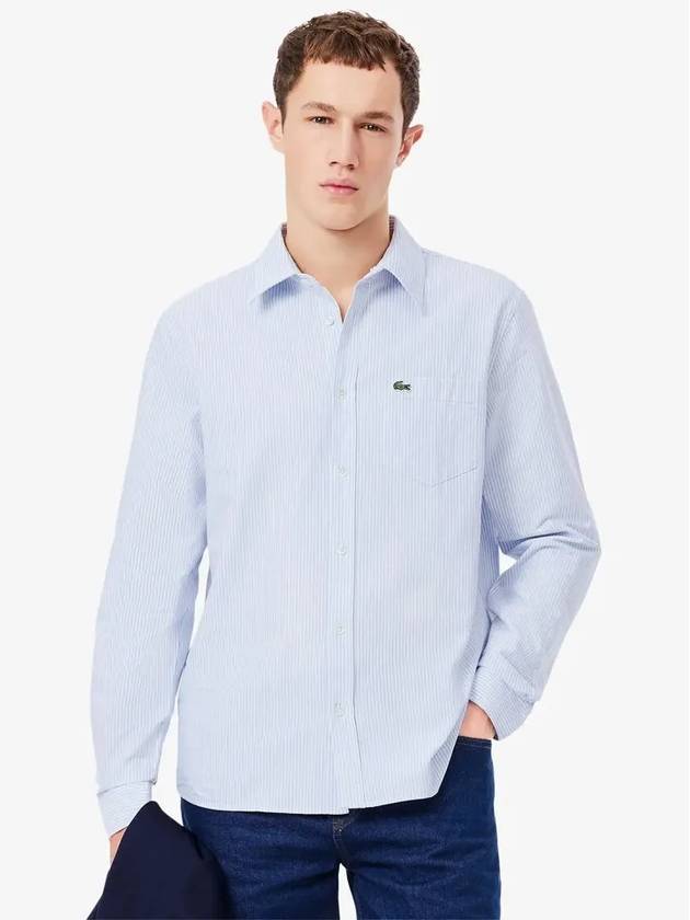 Men's Regular Fit Premium Long Sleeve Shirt Blue - LACOSTE - BALAAN 2