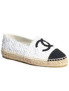 Espadrille Cotton Tweed Grosgrain White Black - CHANEL - BALAAN 1