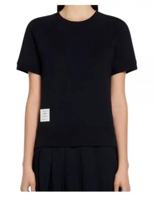 Women's Loopback Cotton Short Sleeve T-Shirt Navy - THOM BROWNE - BALAAN 2