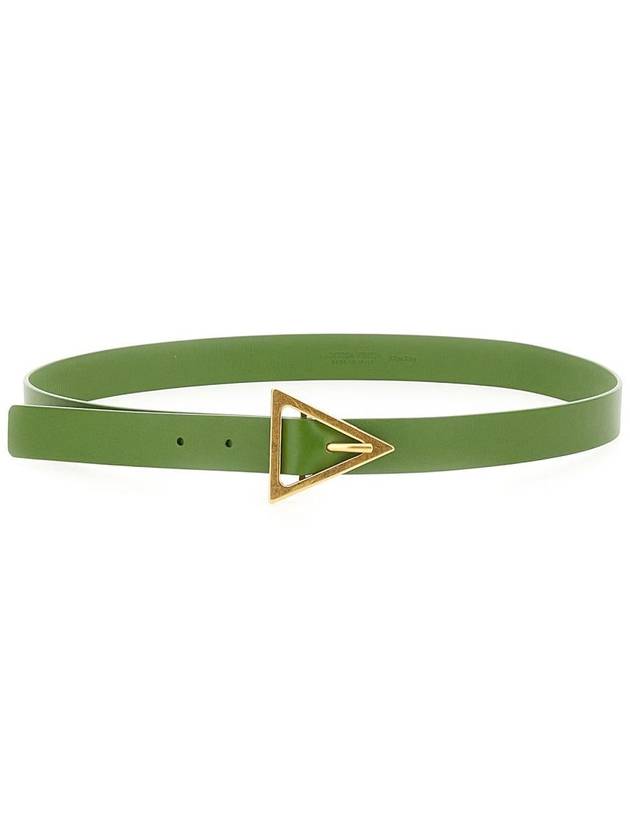 Triangle Buckle Leather Belt Green - BOTTEGA VENETA - BALAAN 2