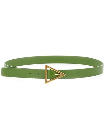 Triangle Buckle Leather Belt Green - BOTTEGA VENETA - BALAAN 2