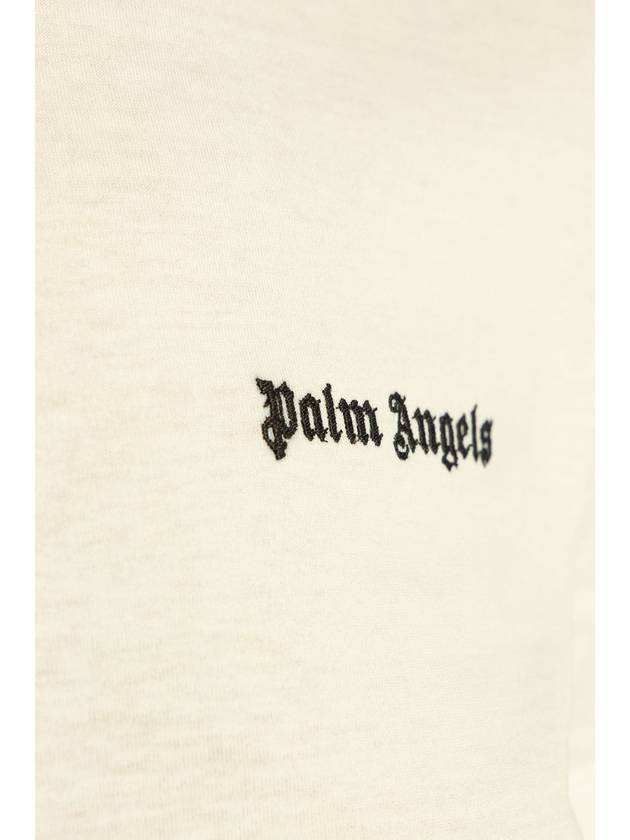 logo embroidered cotton T shirt PWAA044S24JER0010310 - PALM ANGELS - BALAAN 6