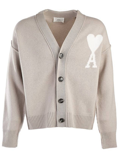 De Coeur Logo Wool Cardigan Light Beige - AMI - BALAAN 2