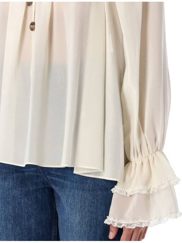 Chloé Gathered V-Neck Top - CHLOE - BALAAN 3