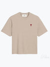 Small Heart Logo Boxy Fit Short Sleeve T-shirt Heather Light Beige - AMI - BALAAN 2