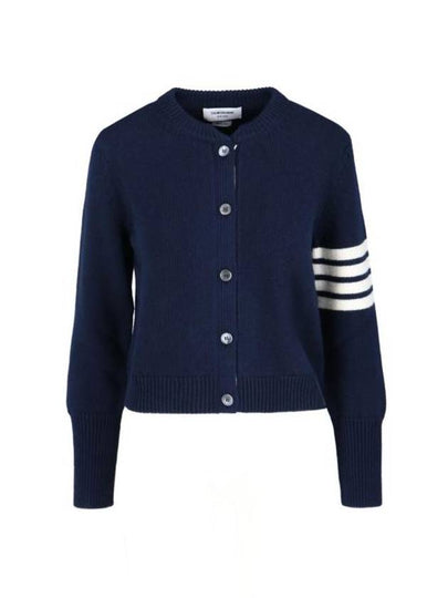 Floral Intarsia Cotton Cardigan Navy - THOM BROWNE - BALAAN 2