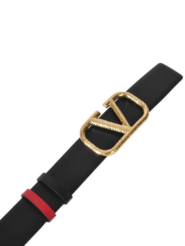 V Logo Signature Reversible Leather Belt Red Black - VALENTINO - BALAAN 4