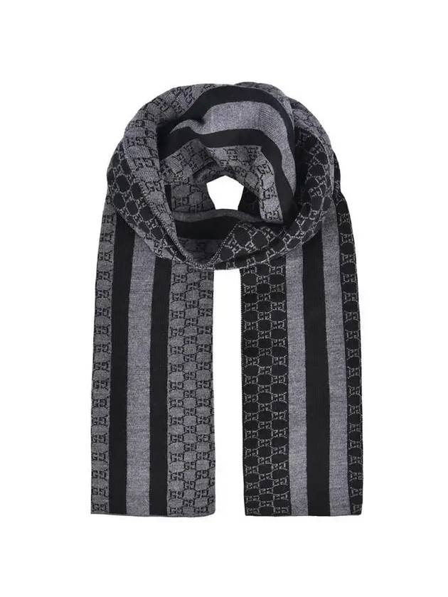 GG Two-Tone Wool Muffler Black - GUCCI - BALAAN 1