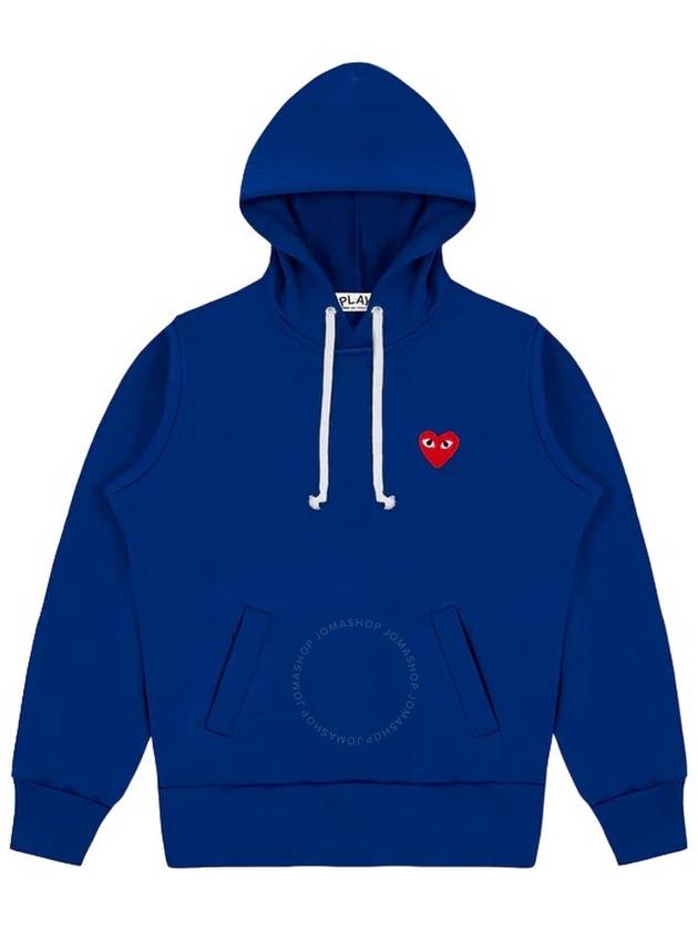 Cdg Play Heart Logo Embroidered Hoodie In Navy, Size Medium - COMME DES GARCONS PLAY - BALAAN 1