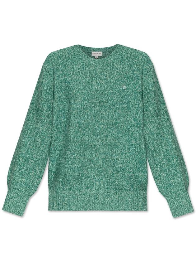 Logo Patch Crew Neck Wool Knit Top Green - LACOSTE - BALAAN 1