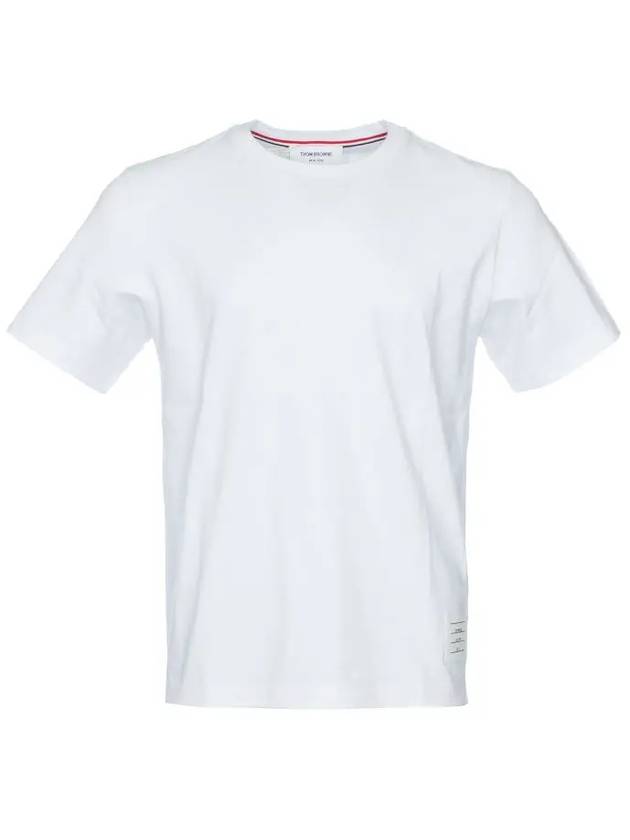 Men's Side Slit Relaxed Short Sleeve T-Shirt White - THOM BROWNE - BALAAN 7