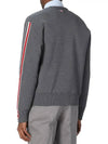 Men's Navy Side Intarsia Milano Stitch Wool Cardigan Grey - THOM BROWNE - BALAAN 3