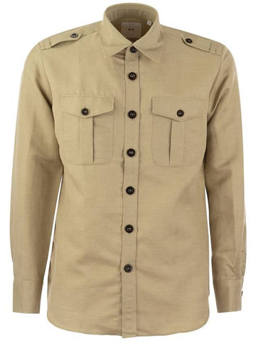 Linen and cotton safari shirt - PT TORINO - BALAAN 1