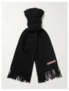 Logo Wool Fringe Scarf Black - ACNE STUDIOS - BALAAN 2