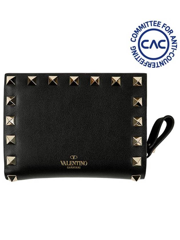 Small Size Rockstud Half Wallet Black - VALENTINO - BALAAN 3