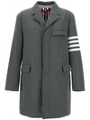 Men's 4 Bar Poly Twill Chesterfield Single Coat Grey - THOM BROWNE - BALAAN 3