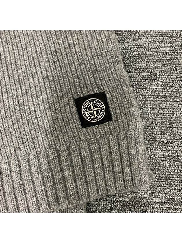 Kids Logo Patch Wool Cashmere Muffler Melange Dark Gray 7916N02Z3 V0M67 - STONE ISLAND - BALAAN 3