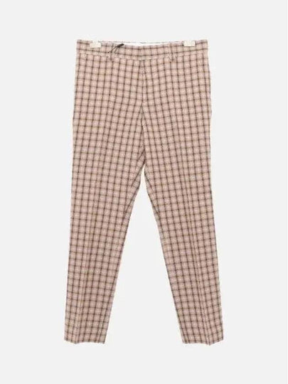 Men's Gingham Check Wool Straight Pants Beige Brown - BURBERRY - BALAAN 2