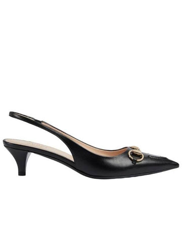 Horsebit slingback pump black leather - GUCCI - BALAAN 1