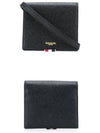 Pebble Calfskin Leather Card Holder With Strap Black - THOM BROWNE - BALAAN 5