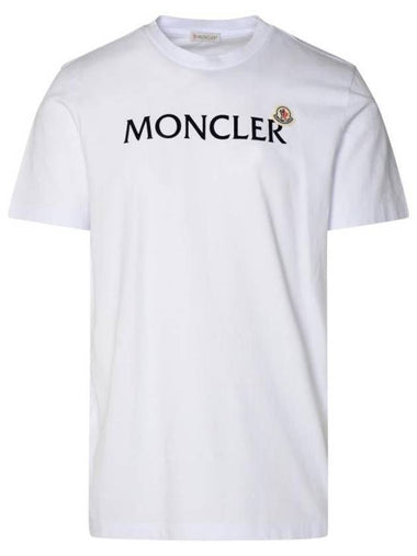 Flocked Logo Wappen Patch Short Sleeve T-Shirt White - MONCLER - BALAAN 1