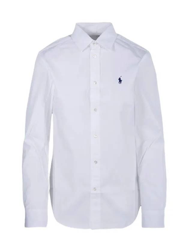 Embroidered Pony Logo Cotton Long Sleeve Shirt White - POLO RALPH LAUREN - BALAAN 2