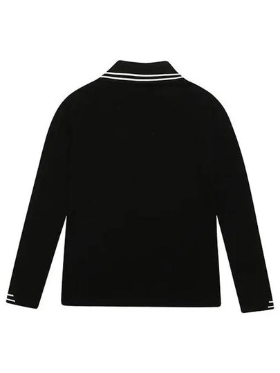 Women’s Sailor Half Zip Up Long Sleeve T-Shirt 9122LXLRBLACK - BLACK&WHITE - BALAAN 2