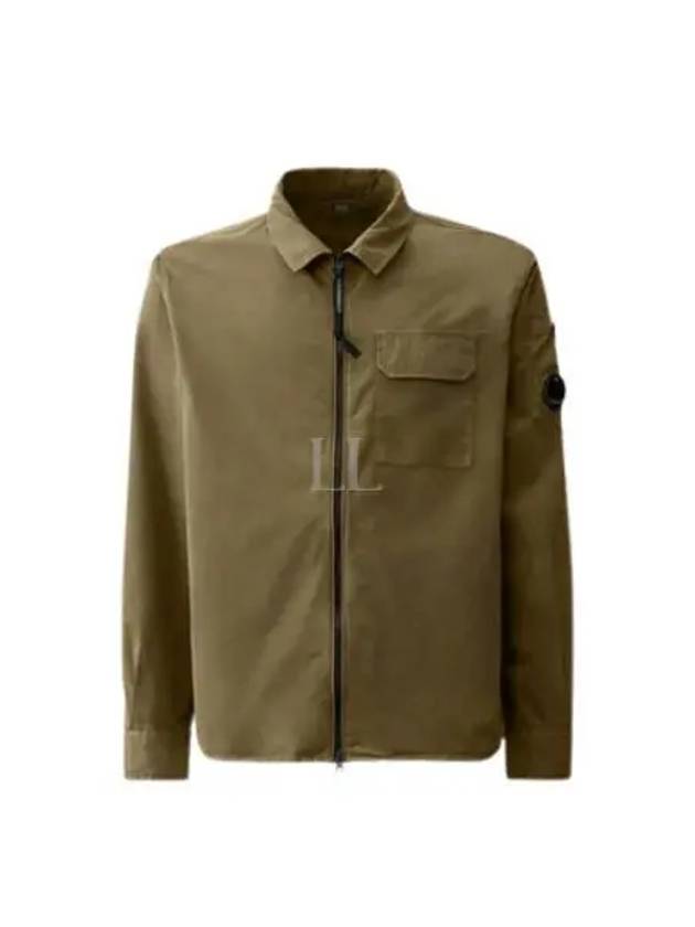 Gabardine Zip Up Long Sleeve Shirt Green - CP COMPANY - BALAAN 2