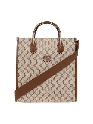 Oval Interlocking G Leather Tote Bag Beige - GUCCI - BALAAN 1