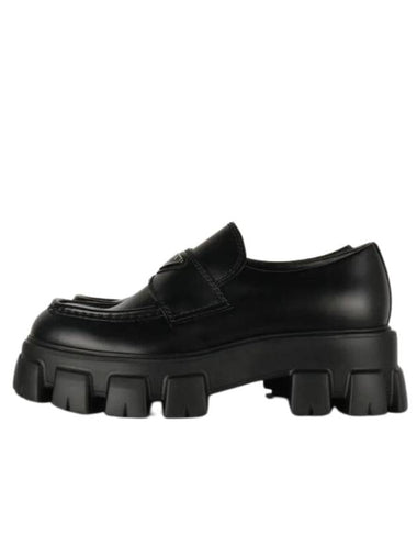 Monolith Brushed Leather Loafers Black - PRADA - BALAAN 1