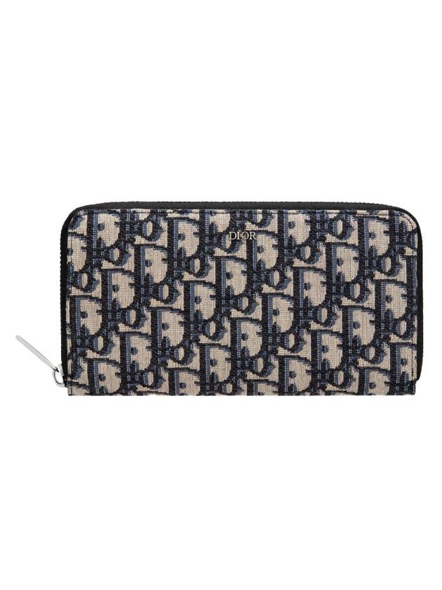 Oblique Jacquard Zipper Long Wallet Black Beige - DIOR - BALAAN 1