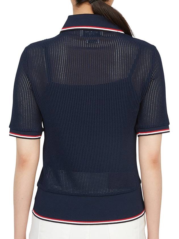 RWB Striped Short Sleeve Polo Shirt Navy - THOM BROWNE - BALAAN 7