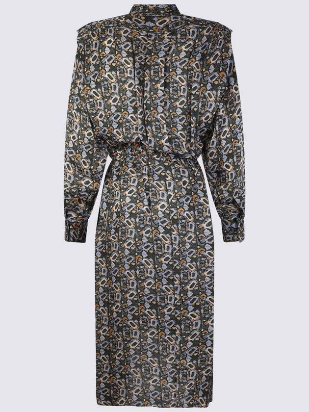 Leidy Floral Printed Long Sleeve Shirt Midi Dress Black - ISABEL MARANT - BALAAN 4