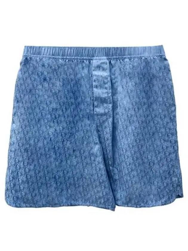 Oblique silk cotton jacquard shorts blue marine men s pants 271933 - DIOR - BALAAN 1