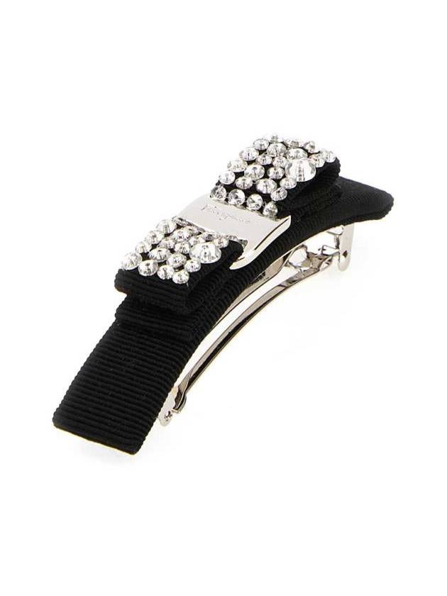 Women's Vara Bow Crystal Hair Clip Black - SALVATORE FERRAGAMO - BALAAN 3