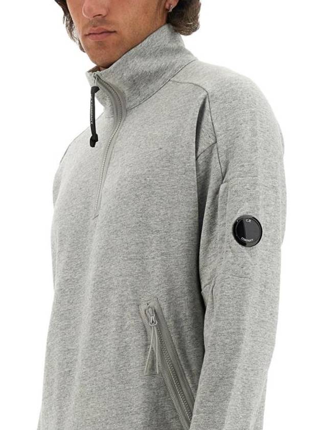 Diagonal Raised Fleece Half Zipped Sweatshirt Grey - CP COMPANY - BALAAN 5