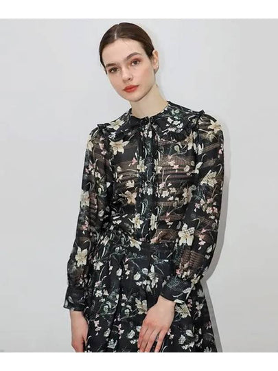 Flower Frill Blouse Black - DAMAGE MNEMONIC - BALAAN 2