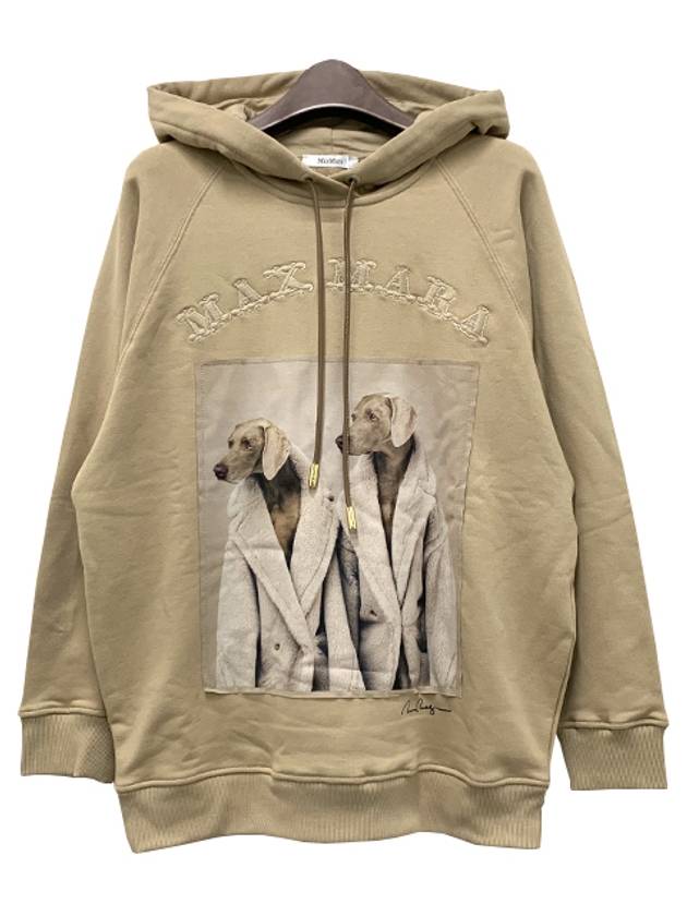 Lillo Graphic Print Cotton Hoodie Beige - MAX MARA - BALAAN 3