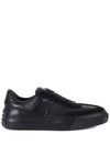 Round Toe Leather Low Top Sneakers Black - TOD'S - BALAAN 2