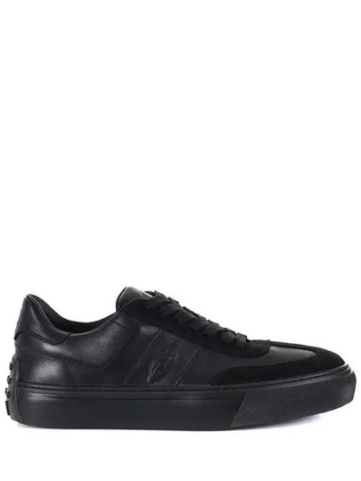 Round Toe Leather Low Top Sneakers Black - TOD'S - BALAAN 2