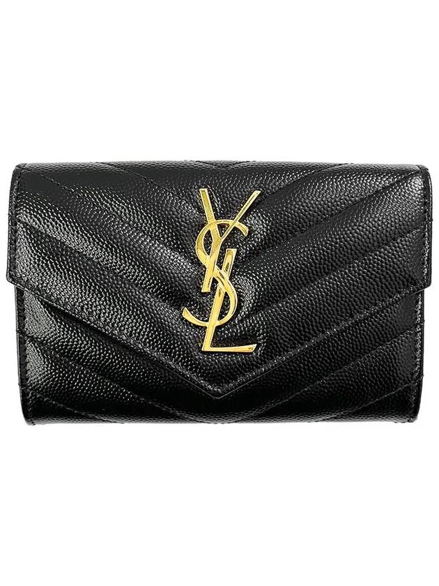 Monogram Envelope Small Half Wallet Black Gold - SAINT LAURENT - BALAAN 6