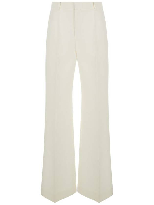 White Flared Trousers In Wool And Silk Woman - CHLOE - BALAAN 1