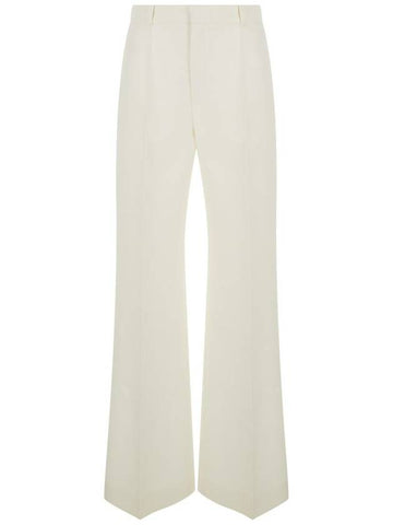 White Flared Trousers In Wool And Silk Woman - CHLOE - BALAAN 1