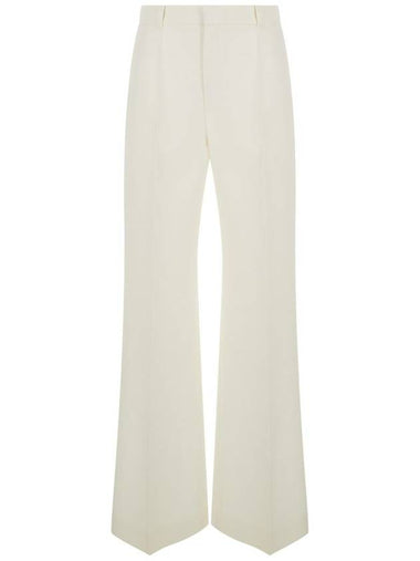 White Flared Trousers In Wool And Silk Woman - CHLOE - BALAAN 1