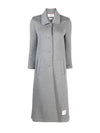 Women's Double Face Tech Round Collar Cotton Overcoat Medium Grey - THOM BROWNE - BALAAN 2