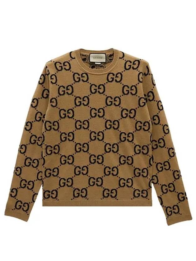 GG Wool Jacquard Knit Top Camel - GUCCI - BALAAN 3